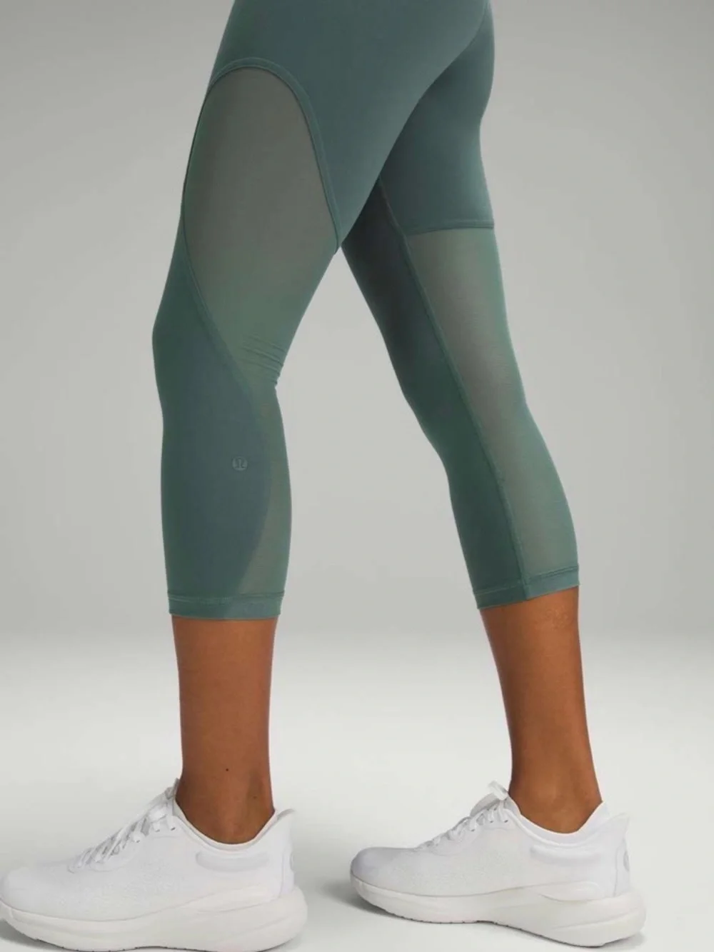 Lululemon Wunder Train Mesh Panel High-Rise Crop 21 Medium Forest W6CPAS Mesh 10 - Picture 2 of 14